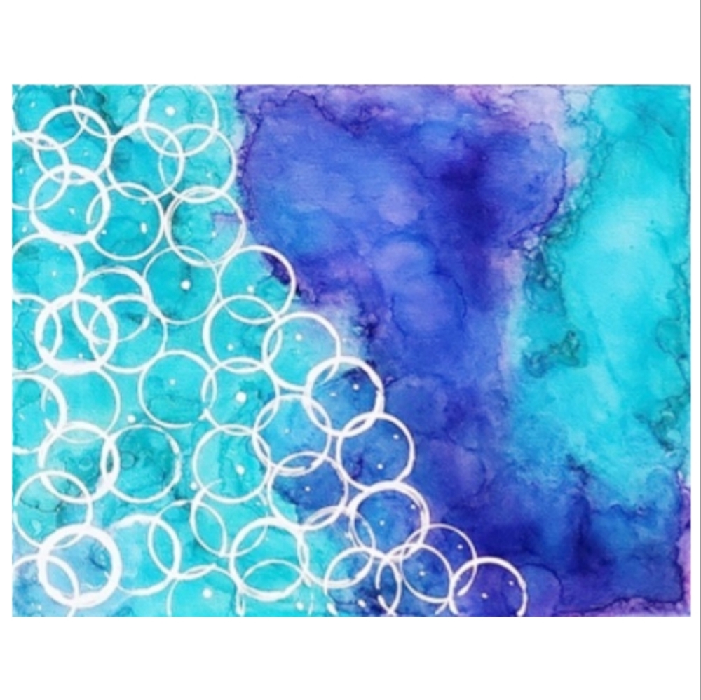 Hand Crafted Purple and Turquoise Abstract Design 11x14 Inches Canvas Painting - Picture 3 of 4